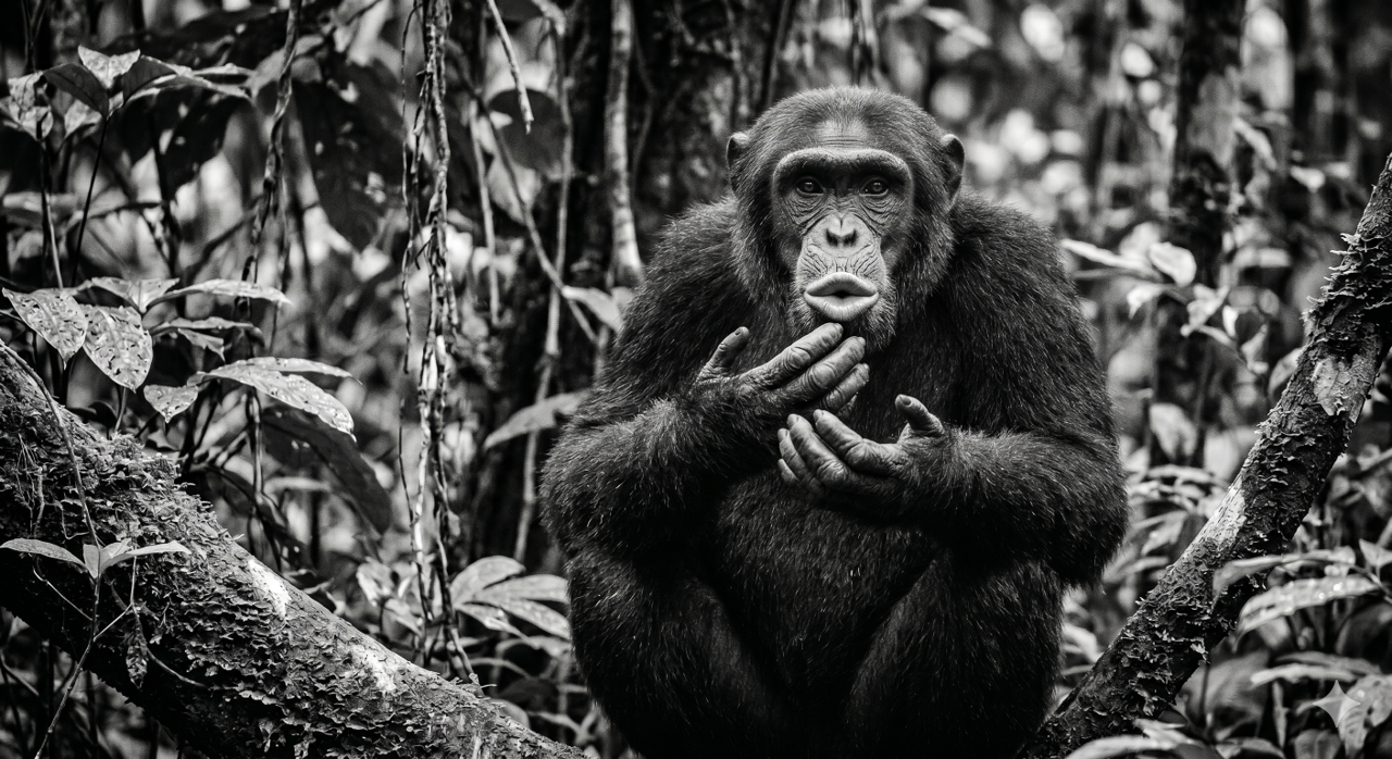 Monkey pouting a kiss